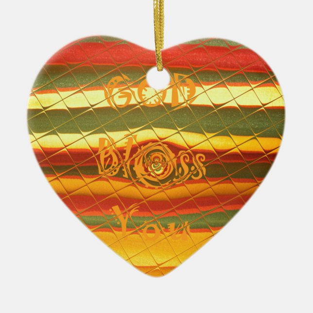 Merry Christmas God Bless You Colours Design Ceramic Ornament (Front)
