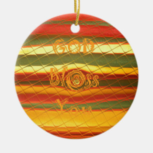 Merry Christmas God Bless You Colours Design Ceramic Ornament