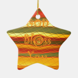 Merry Christmas God Bless You Colours Design Ceramic Ornament