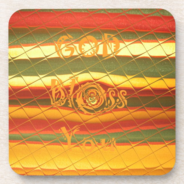 Merry Christmas God Bless You Colours Design Coaster (Front)