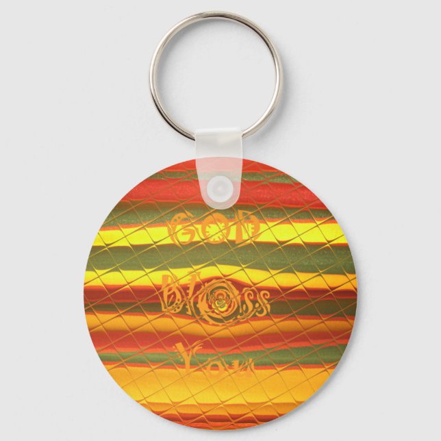 Merry Christmas God Bless You Colours Design Keychain (Front)