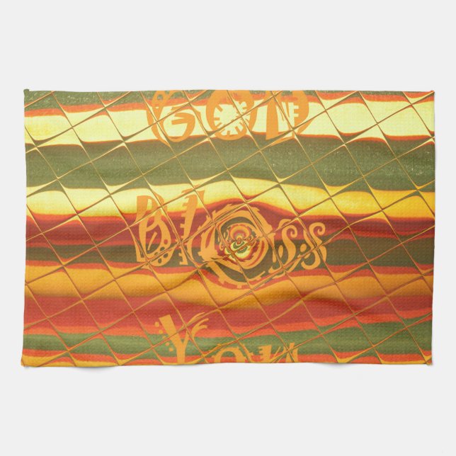 Merry Christmas God Bless You Colours Design Kitchen Towel (Horizontal)