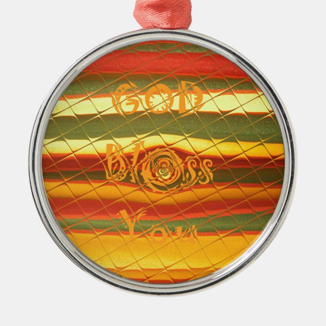 Merry Christmas God Bless You Colours Design Metal Ornament (Front)