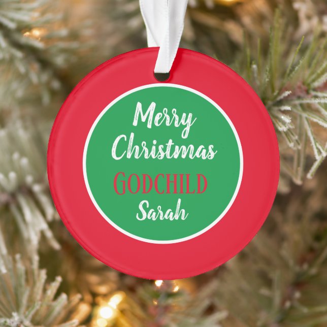 Merry Christmas Godchild personalized ornament (Tree)