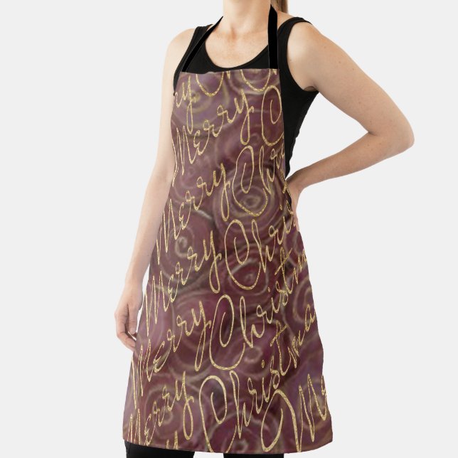 Merry Christmas Gold Apron (Insitu)