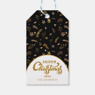 Merry Christmas Gold Arch Green elegant modern Gift Tags