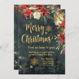 Merry Christmas Gold Calligraphy Holiday Card