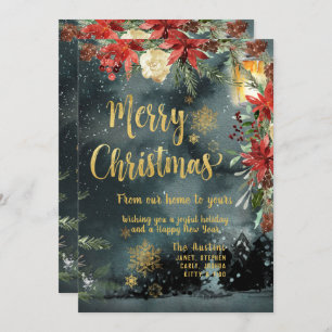 Merry Christmas Gold Calligraphy Holiday Card