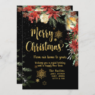 Merry Christmas Gold Calligraphy Holiday Card