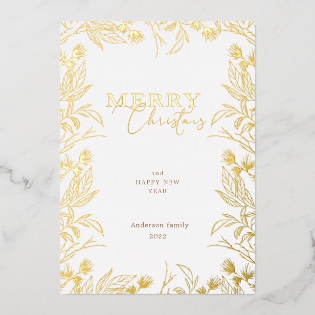 Merry Christmas gold calligraphy photo (Front)