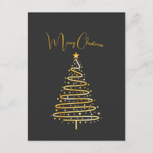 Merry Christmas gold Christmas tree holiday Postcard