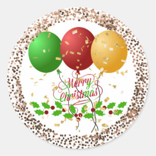 Merry Christmas, gold-coloured confetti, Classic R Classic Round Sticker