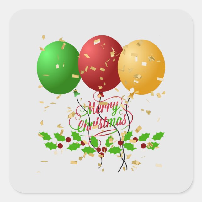 Merry Christmas, gold-coloured confetti Square Sticker (Front)