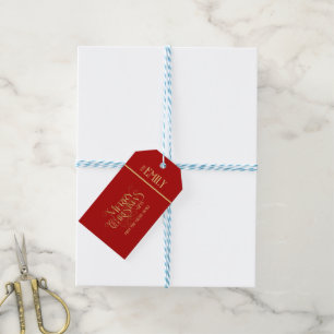 Merry Christmas Gold Fancy Typography Gift Tags