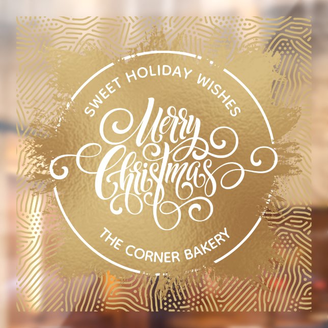 Merry Christmas Gold Faux Foil Window Cling (Sheet 2)