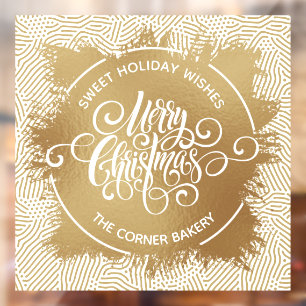 Merry Christmas Gold Faux Foil Window Cling