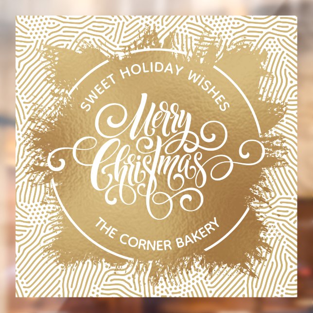 Merry Christmas Gold Faux Foil Window Cling (Sheet 2)