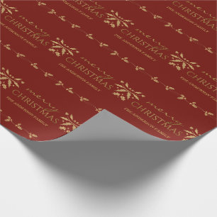 Merry Christmas Gold Faux Metallic Holly Wrap Wrapping Paper