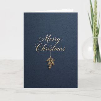 Merry Christmas Gold Foil Card - Navy Blue Elegant
