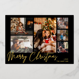 Merry Christmas Gold Foil Multi Photo - Black
