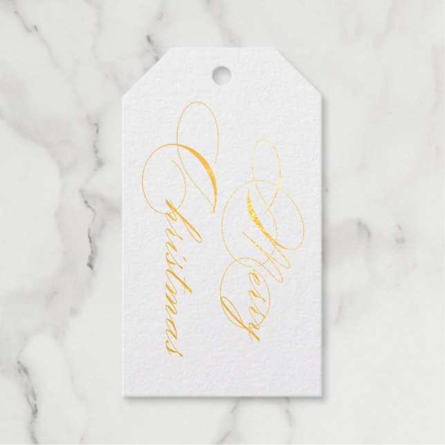 Merry Christmas Gold Gift Tags (Front)