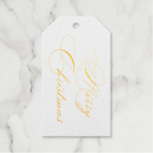 Merry Christmas Gold Gift Tags