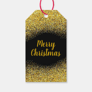 Merry Christmas Gold Glitter Gift Tags