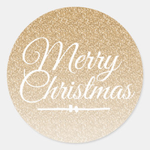 Merry Christmas Gold Glitter Ombre Envelope Seal