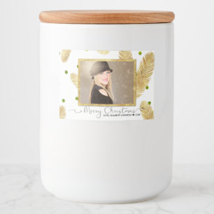 Merry Christmas Gold Glitter Photo - Food Label