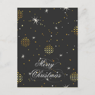 Merry Christmas- Gold Lanterns and White Stars Holiday Postcard