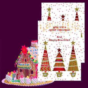 Merry Christmas Gold Ornament Tree Decor Snowflake Holiday Card