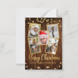 merry christmas gold rustic farmhouse 5 photo  card