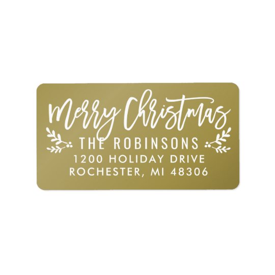 Merry Christmas | Gold Script Address Labels