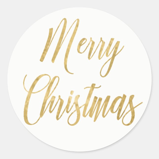 Merry Christmas Gold Simple Elegant Classic Round Sticker (Front)