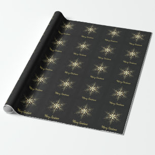 Merry Christmas Gold Snowflake Wrapping Paper