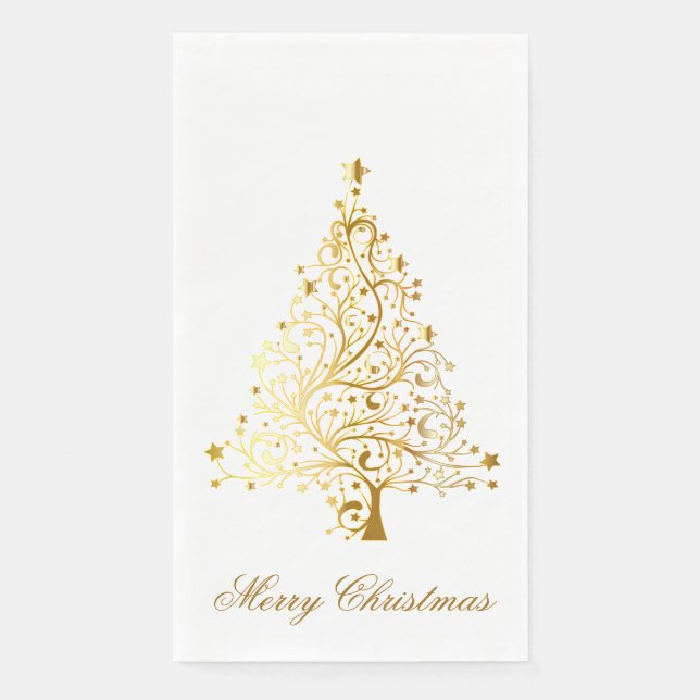 Merry Christmas Gold Tree Napkin (Front)