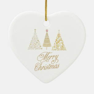 MERRY CHRISTMAS GOLD TREES ROUND PILLOW STONE COAS CERAMIC ORNAMENT