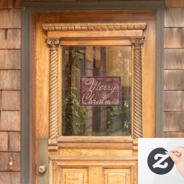 Merry Christmas Gold Window Cling (Home Door)