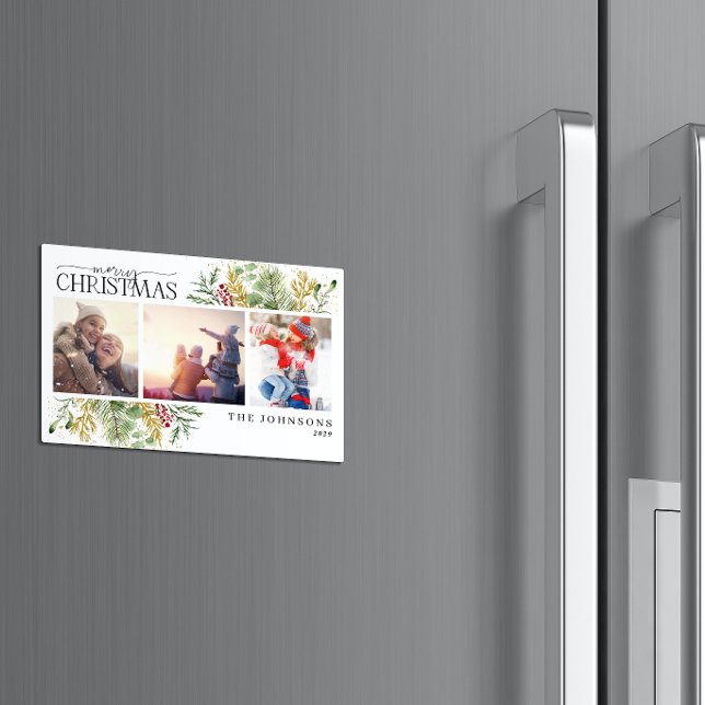 Merry Christmas Gold Winter Photo Holiday Magnet (Spreading Joy & Warmth This Holiday Season!)