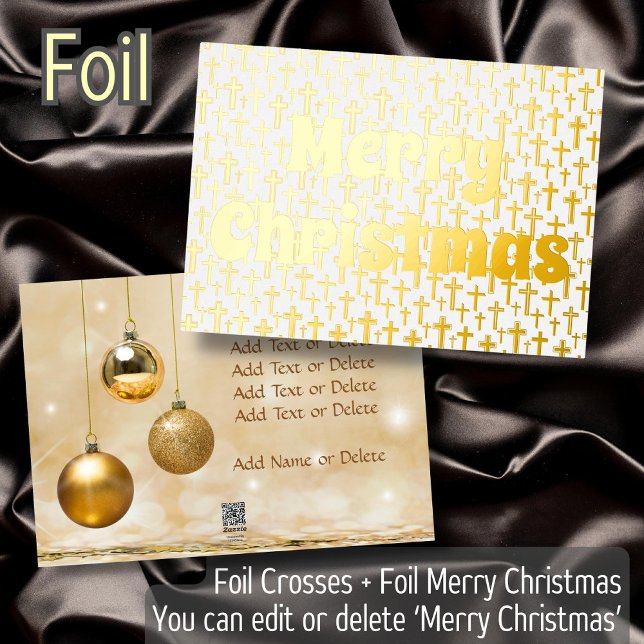 Merry Christmas golden Jesus cross elegant retro Foil Holiday Card (Creator Uploaded)
