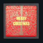 Merry Christmas Golden Red Snow Hearts Jewelry Box<br><div class="desc">"Elevate Your Holiday Cheer with Our Beautiful 'Merry Christmas Text Art' Design" Hey there, fellow Zazzle enthusiasts! Are you ready to infuse your holiday season with a touch of festive joy and artistic flair? Introducing our stunning "Beautiful Amazing Merry Christmas Text Art" design – a captivating celebration of the most...</div>