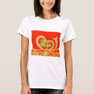 Merry Christmas Golden Red Snowflex.jpg T-Shirt
