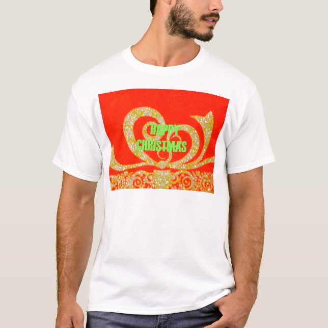 Merry Christmas Golden Red Snowflex.jpg T-Shirt (Front)