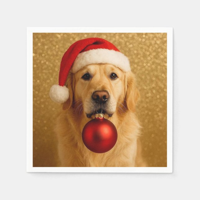 Merry Christmas Golden Retriever card. Napkin (Front)