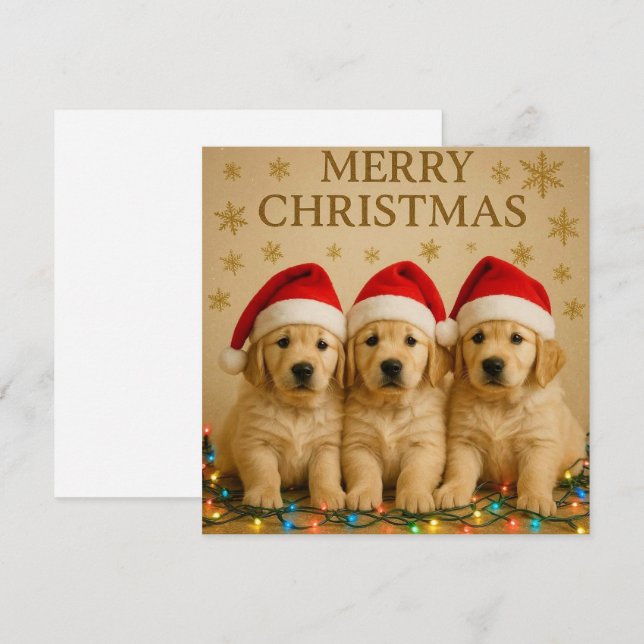 Merry Christmas Golden Retriever Christmas Card. Holiday Card (Front/Back)