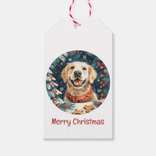 Merry Christmas Golden Retriever Dogs Gift Tags