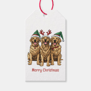 Merry Christmas Golden Retriever Dogs Gift Tags