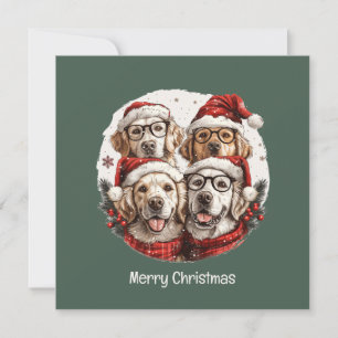 Merry Christmas Golden Retriever Dogs Holiday Card