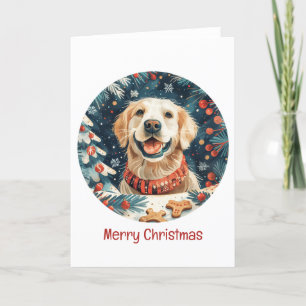 Merry Christmas Golden Retriever Dogs Holiday Card