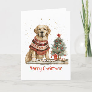 Merry Christmas Golden Retriever Dogs Holiday Card